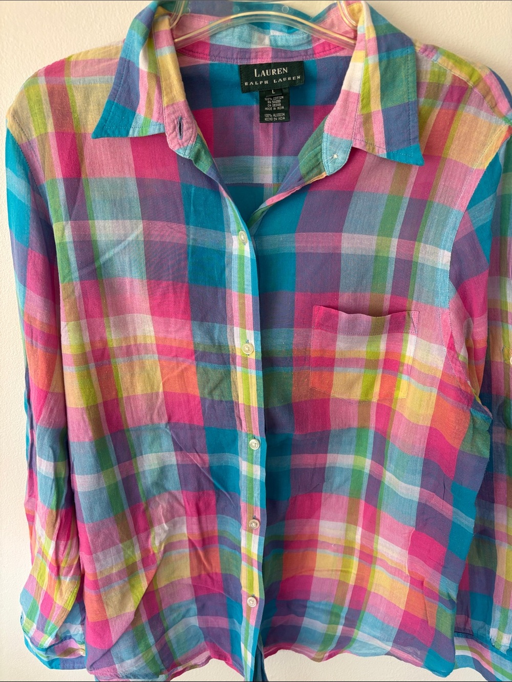 Lauren Ralph Lauren Bright Multicolor Plaid Shirt